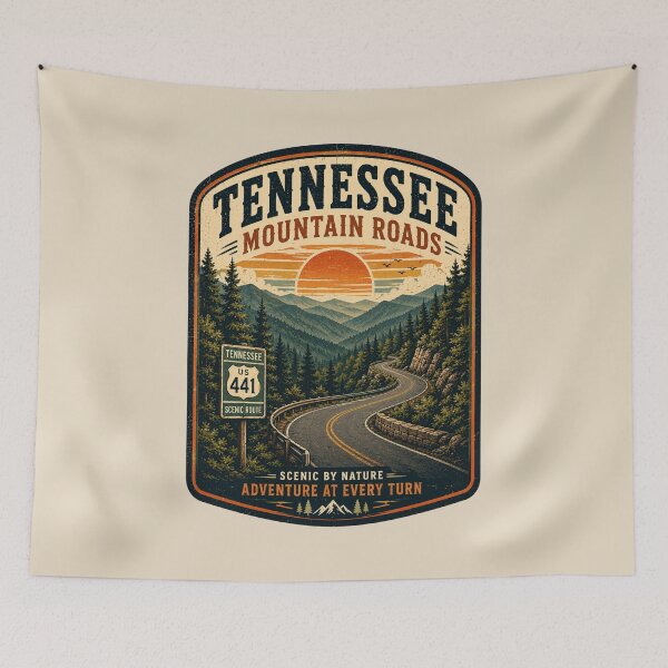 Item preview, Tennessee Mountain Roads Vintage Retro Travel Poster designed and sold by Globalcitytees.