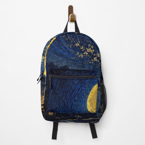 Item preview, Chinese Moon Temple Landscape - Ancient China Night Art, Traditional Asian Architecture & Blue Moon Illustration designed and sold by TialCorner.
