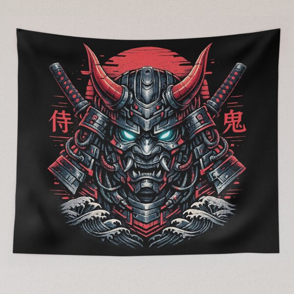 Item preview, Cyber Oni Samurai – Neon Ronin Japanese Cyberpunk Warrior designed and sold by HAFIZ-DP.