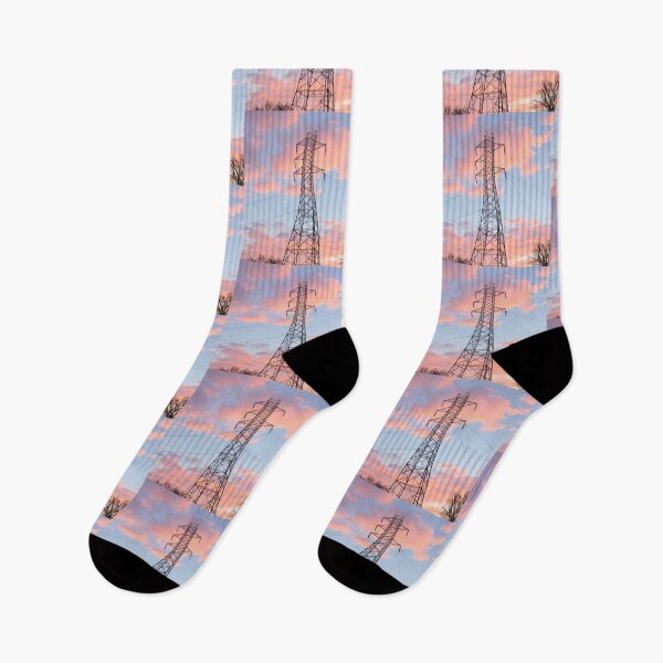 Item preview, Electricity Pylon Against a Pink and Blue Cloudy Sky designed and sold by Pylon-Bureau.