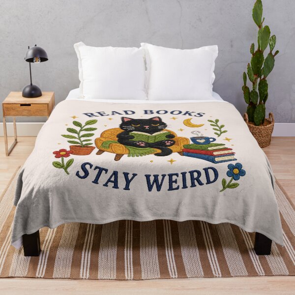 Item preview, Read Books Stay Weird, Bookish Cottagecore, Cozy Reader gift, Funny Cat designed and sold by Quiajia.