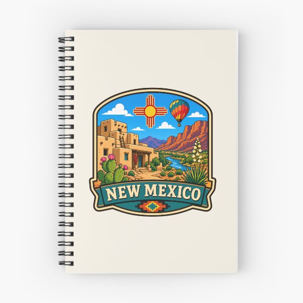 Item preview, New Mexico with Desert Landscape and Zia Sun Symbol designed and sold by Myra365Art.