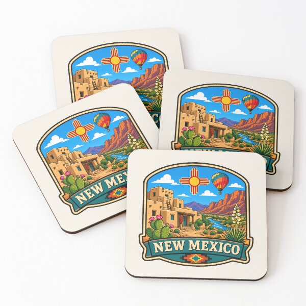 Item preview, New Mexico with Desert Landscape and Zia Sun Symbol designed and sold by Myra365Art.