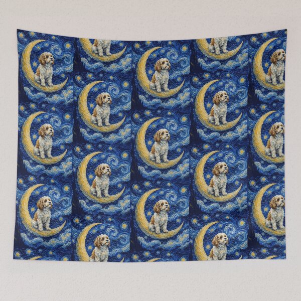 Item preview, Funny Cavachon Starry Night Painting Cute Moon Stars Mom Dad Kids designed and sold by FurryHavenPH.