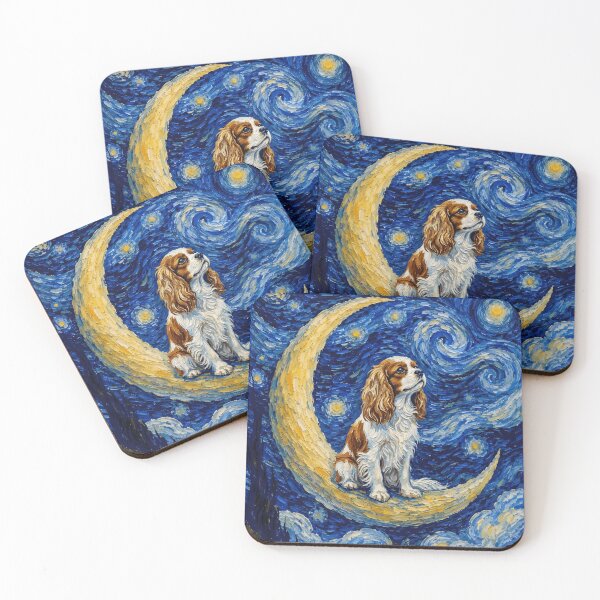 Item preview, Funny Cavalier King Charles Spaniel Starry Night Painting Cute Moon Stars Mom Dad Kids designed and sold by FurryHavenPH.
