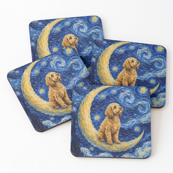 Item preview, Funny Cavapoo Starry Night Painting Cute Moon Stars Mom Dad Kids designed and sold by FurryHavenPH.