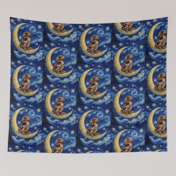 Item preview, Funny Chocolate and Cream Dachshund Starry Night Painting Cute Moon Stars Mom Dad Kids designed and sold by FurryHavenPH.