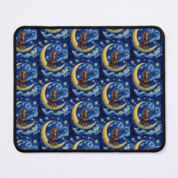 Item preview, Funny Chocolate and Tan Dachshund Starry Night Painting Cute Moon Stars Mom Dad Kids designed and sold by FurryHavenPH.