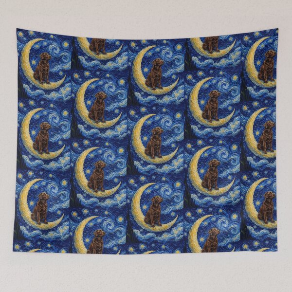 Item preview, Funny Chocolate Labrador Starry Night Painting Cute Moon Stars Mom Dad Kids designed and sold by FurryHavenPH.