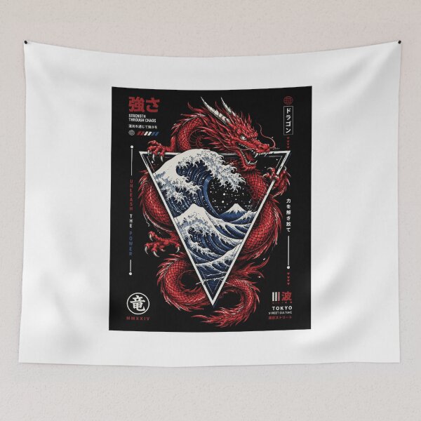 Item preview, Japanese Dragon Great Wave Aesthetic Art designed and sold by Bhinfy.