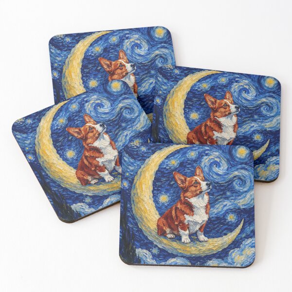 Item preview, Funny Clear Red Corgi Starry Night Painting Cute Moon Stars Mom Dad Kids designed and sold by FurryHavenPH.