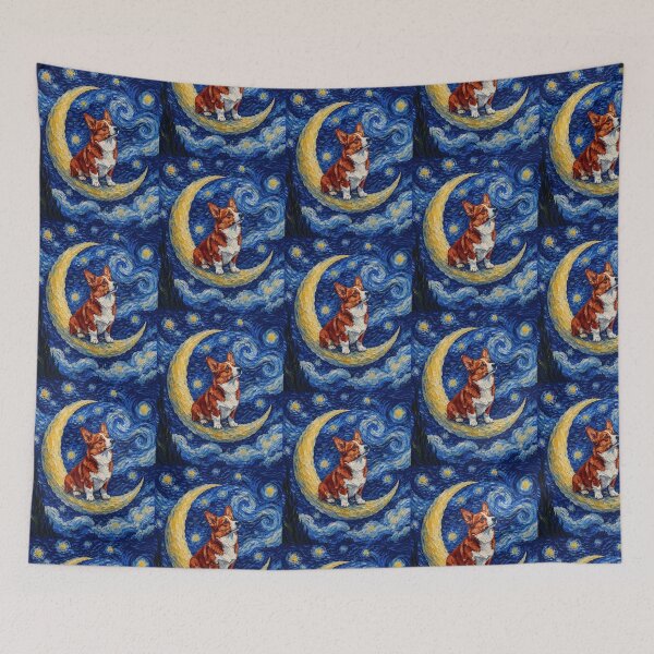 Item preview, Funny Clear Red Corgi Starry Night Painting Cute Moon Stars Mom Dad Kids designed and sold by FurryHavenPH.