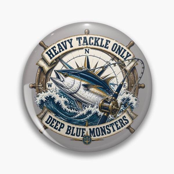 Item preview, Heavy Tackle Only Bluefin Tuna - Vintage Offshore Fishing Emblem designed and sold by ThirdShiftLab.