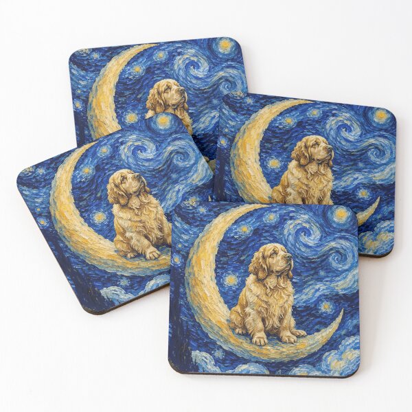 Item preview, Funny Clumber Spaniel Starry Night Painting Cute Moon Stars Mom Dad Kids designed and sold by FurryHavenPH.