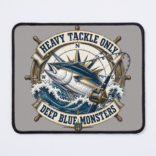 Item preview, Heavy Tackle Only Bluefin Tuna - Vintage Offshore Fishing Emblem designed and sold by ThirdShiftLab.