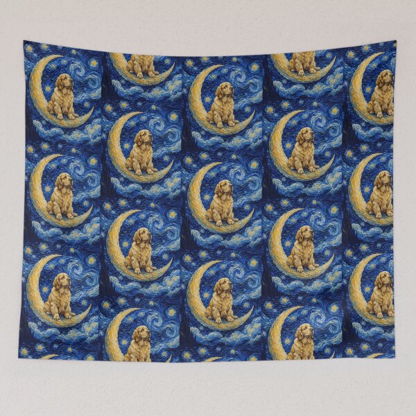 Item preview, Funny Clumber Spaniel Starry Night Painting Cute Moon Stars Mom Dad Kids designed and sold by FurryHavenPH.