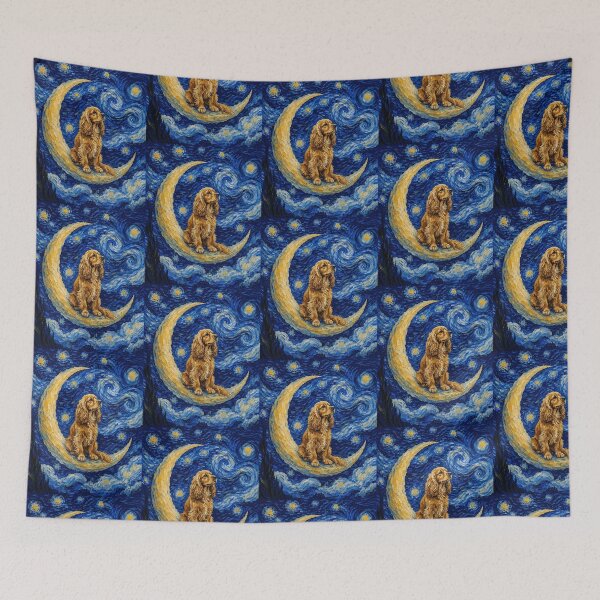 Item preview, Funny Cockalier Starry Night Painting Cute Moon Stars Mom Dad Kids designed and sold by FurryHavenPH.