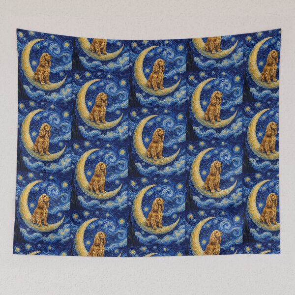 Item preview, Funny Cocker Spaniel Starry Night Painting Cute Moon Stars Mom Dad Kids designed and sold by FurryHavenPH.