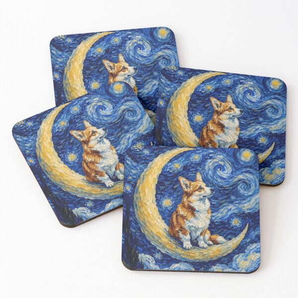 Item preview, Funny Corgi Starry Night Painting Cute Moon Stars Mom Dad Kids designed and sold by FurryHavenPH.