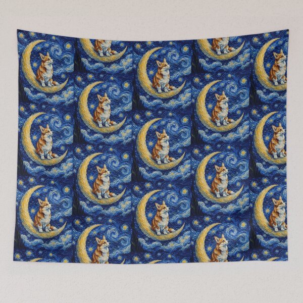 Item preview, Funny Corgi Starry Night Painting Cute Moon Stars Mom Dad Kids designed and sold by FurryHavenPH.