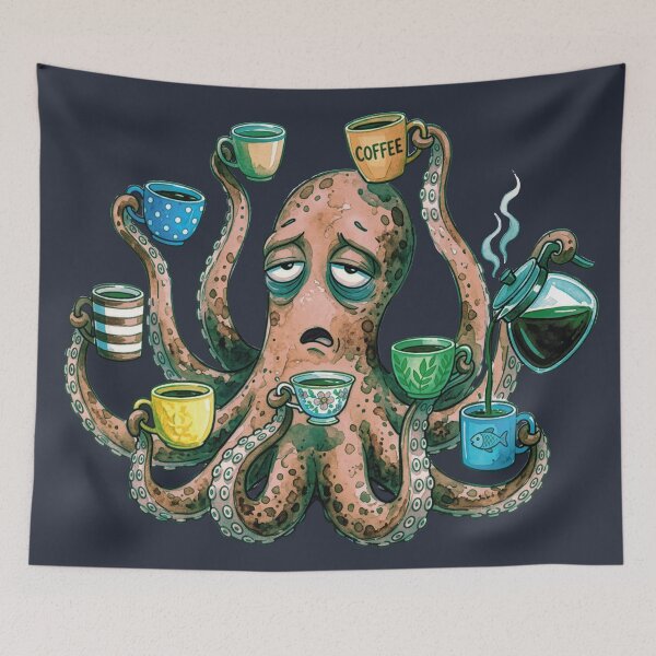Item preview, Socially Exhausted Kraken Watercolor designed and sold by chriswo-design.