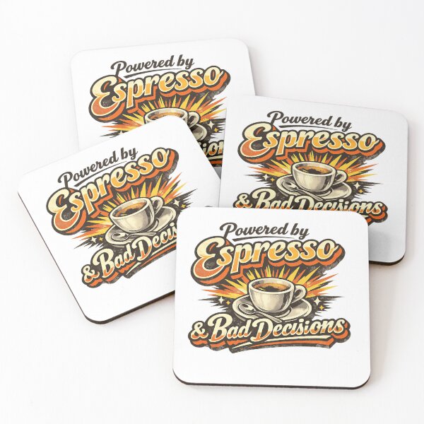 Item preview, Powered by Espresso & Bad Decisions – Vintage Coffee Lover Design designed and sold by InkweariaStudio.