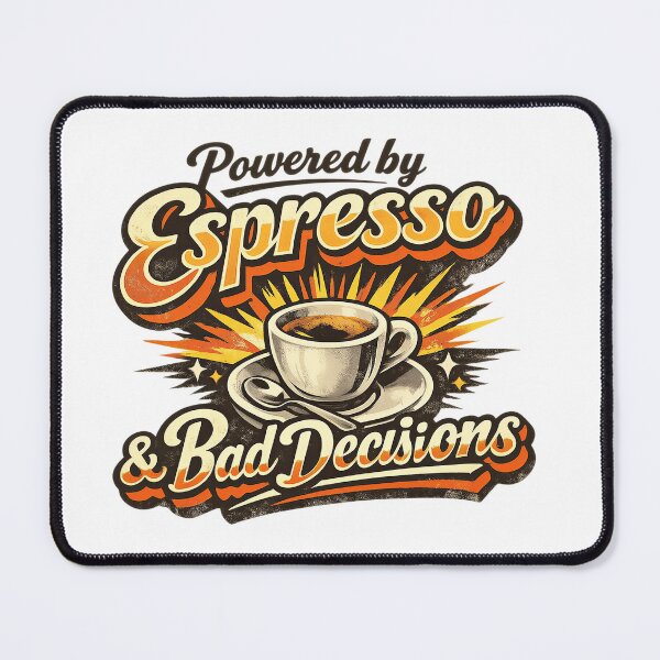 Item preview, Powered by Espresso & Bad Decisions – Vintage Coffee Lover Design designed and sold by InkweariaStudio.