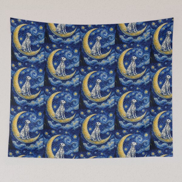 Item preview, Funny Dalmatian Starry Night Painting Cute Moon Stars Mom Dad Kids designed and sold by FurryHavenPH.