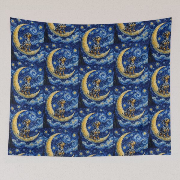 Item preview, Funny Dapple Dachshund Starry Night Painting Cute Moon Stars Mom Dad Kids designed and sold by FurryHavenPH.