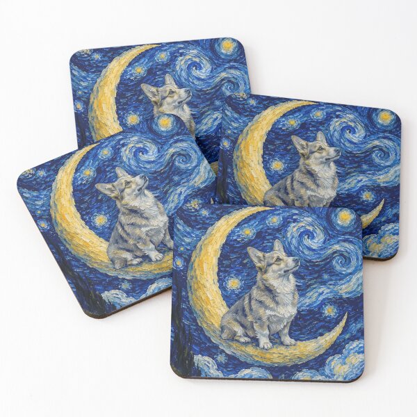 Item preview, Funny Dilute Sable Corgi Starry Night Painting Cute Moon Stars Mom Dad Kids designed and sold by FurryHavenPH.