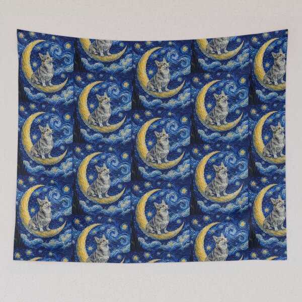 Item preview, Funny Dilute Sable Corgi Starry Night Painting Cute Moon Stars Mom Dad Kids designed and sold by FurryHavenPH.