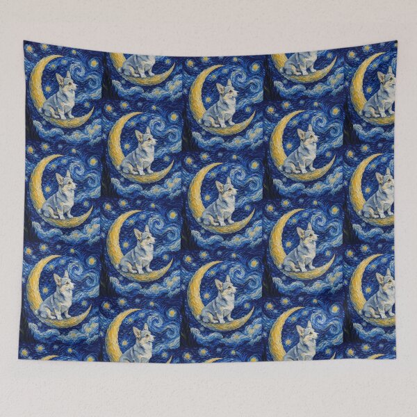 Item preview, Funny Dilute Tricolor Corgi Starry Night Painting Cute Moon Stars Mom Dad Kids designed and sold by FurryHavenPH.