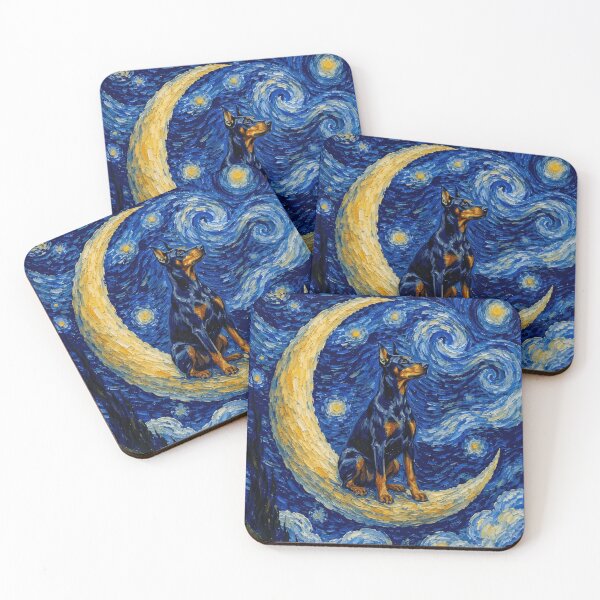 Item preview, Funny Dobermann Starry Night Painting Cute Moon Stars Mom Dad Kids designed and sold by FurryHavenPH.