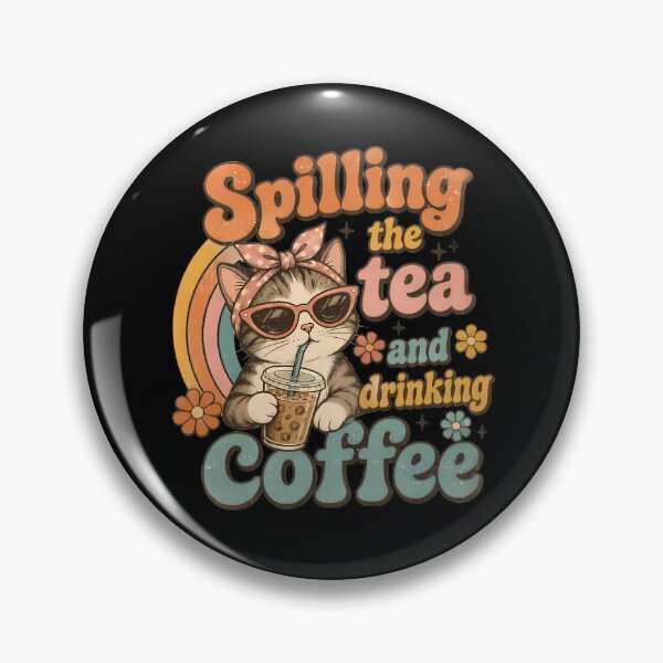 Item preview, Spilling Tea Drinking Coffee Cat designed and sold by Linework Studio.