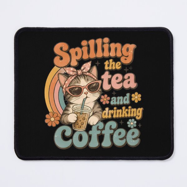 Item preview, Spilling Tea Drinking Coffee Cat designed and sold by Linework Studio.