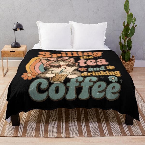 Item preview, Spilling Tea Drinking Coffee Cat designed and sold by Linework Studio.
