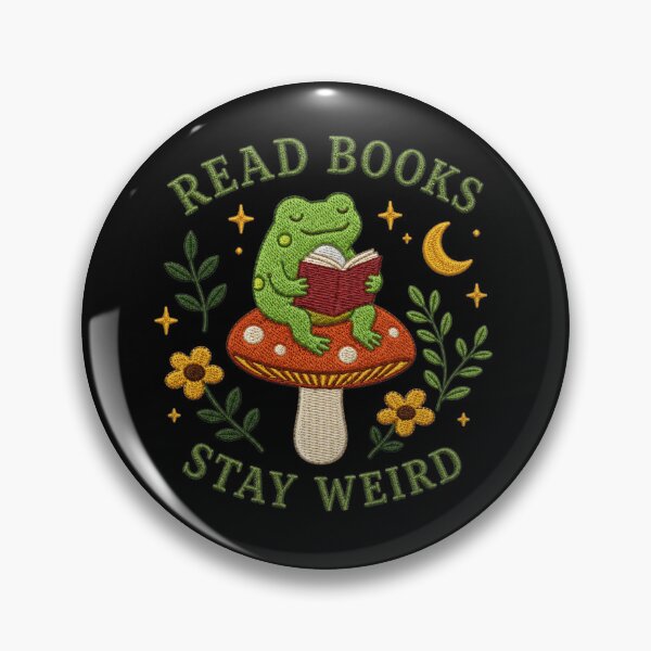 Item preview, Read books stay weird, mushroom frog, bookish cottagecore, cozy reader gift, Frogcore designed and sold by Quiajia.