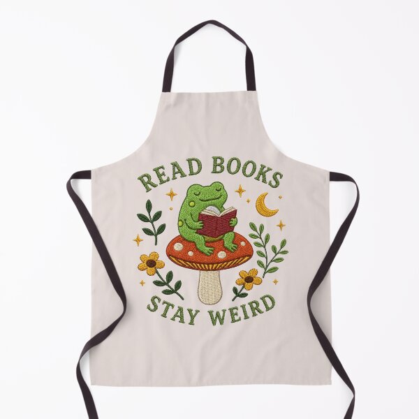 Item preview, Read books stay weird, mushroom frog, bookish cottagecore, cozy reader gift, Frogcore designed and sold by Quiajia.