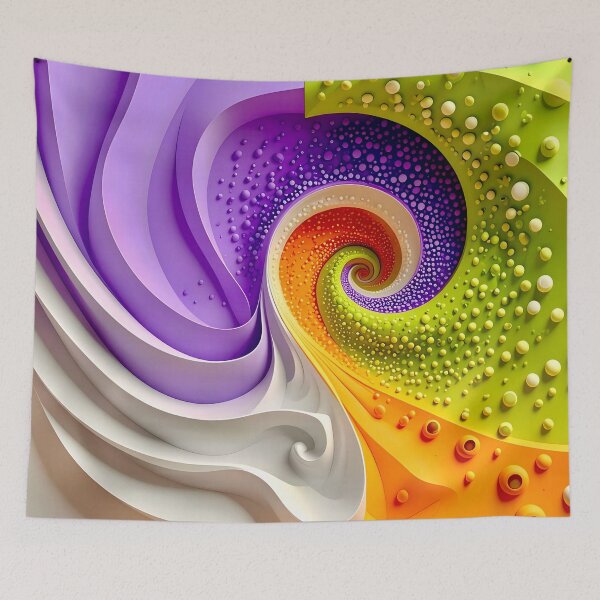 Item preview, Colorful Abstract Spiral Pattern in Purple Orange Green designed and sold by Vicky Brago-Mitchell®.