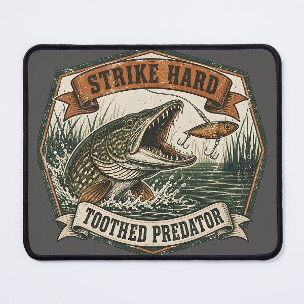 Item preview, Strike Hard Jerkbait Pike - Vintage Hexagon Predator Emblem designed and sold by ThirdShiftLab.
