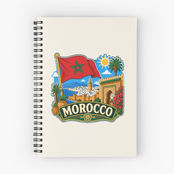 Item preview, Morocco with Flag and Coastal Medina Scene designed and sold by Myra365Art.