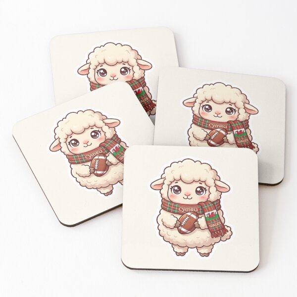 Item preview, Kawaii Sheep With Welsh Scarf & Rugby Ball – Cute Welsh Sticker designed and sold by Cerys-GS.