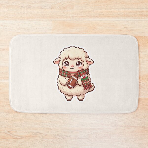 Item preview, Kawaii Sheep With Welsh Scarf & Rugby Ball – Cute Welsh Sticker designed and sold by Cerys-GS.