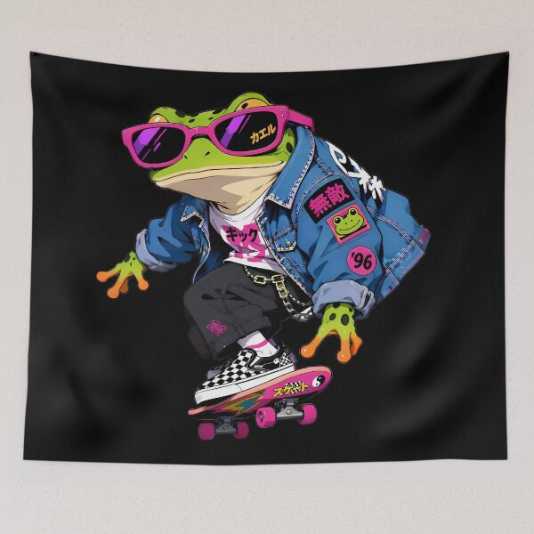 Item preview, Skater Frog In Denim Jacket Sunglasses designed and sold by Linework Studio.