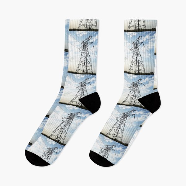 Item preview, Electricity Pylon Silhouette Against a Bright Cloudy Sky designed and sold by Pylon-Bureau.