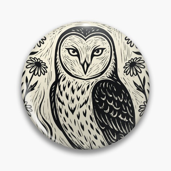 Item preview, Barn Owl Coffee Lover Floral Bird Cottagecore Linocut designed and sold by Y-Vibes.