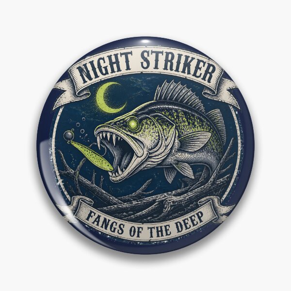 Item preview, Night Striker Zander Walleye - Vintage Night Fishing Emblem designed and sold by ThirdShiftLab.