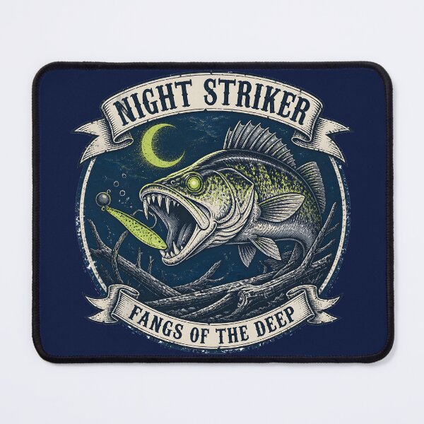 Item preview, Night Striker Zander Walleye - Vintage Night Fishing Emblem designed and sold by ThirdShiftLab.