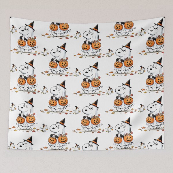 Item preview, Snoopy Halloween Ghost Carrying Pumpkin Candy Buckets. designed and sold by glendahabie.