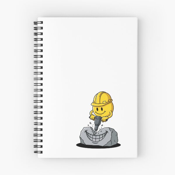Item preview, Yellow Smiley Construction Worker Jackhammering Rock Smile designed and sold by Rare By Hero.